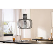 Lampada a sospensione H340 nera a gabbia in metallo, 55 cm