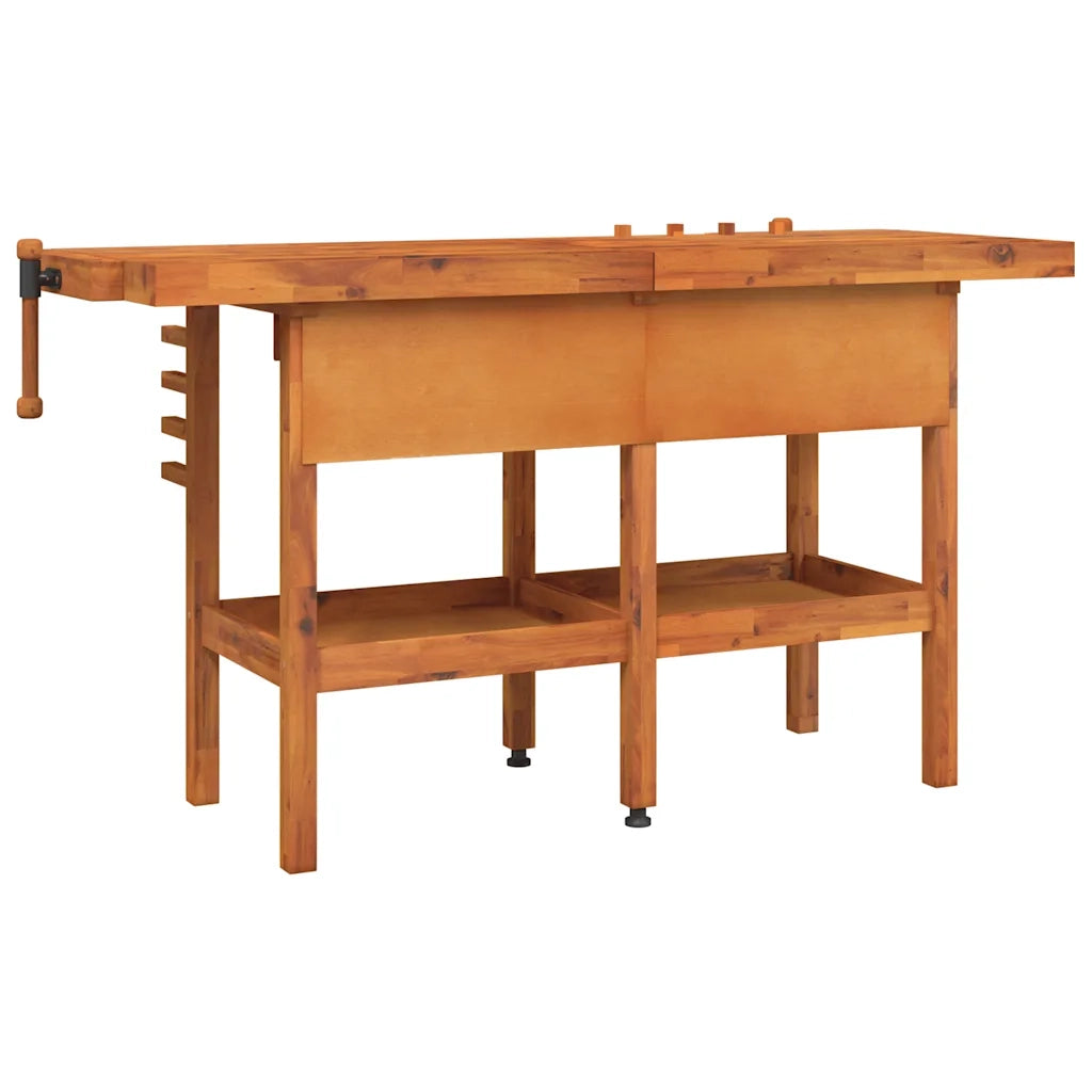Banco Lavoro Cassetti e Morse 162x62x83cm Legno Massello Acacia CFW5493879