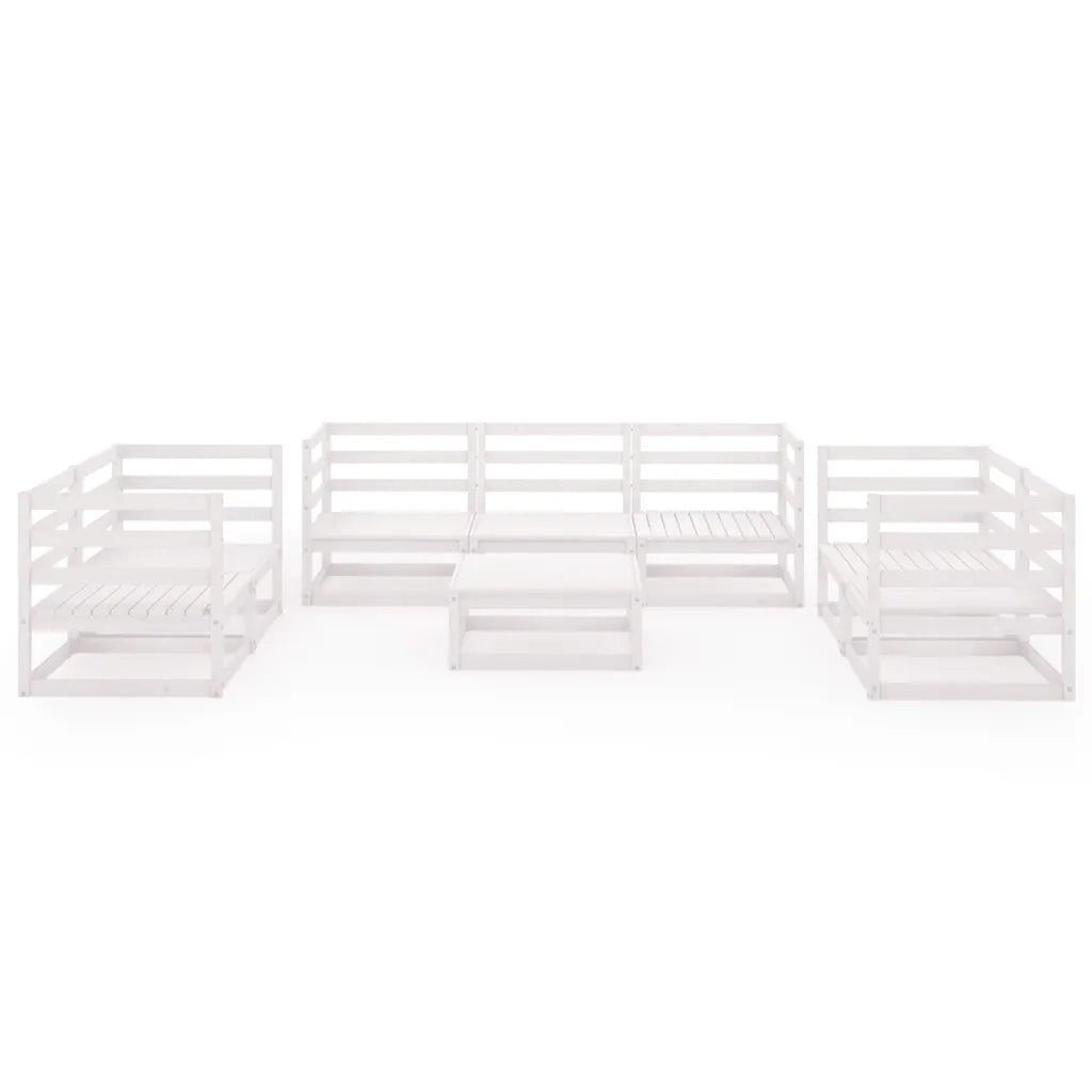 Set Divani da Giardino 8 pz Bianco in Legno Massello di Pino 3075455
