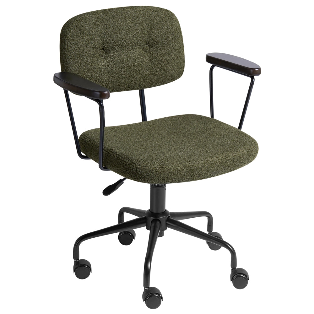 Sedia da ufficio verde scuro bouclé girevole regolabile in altezza con braccioli Ufficio domestico Studio Tradizionale