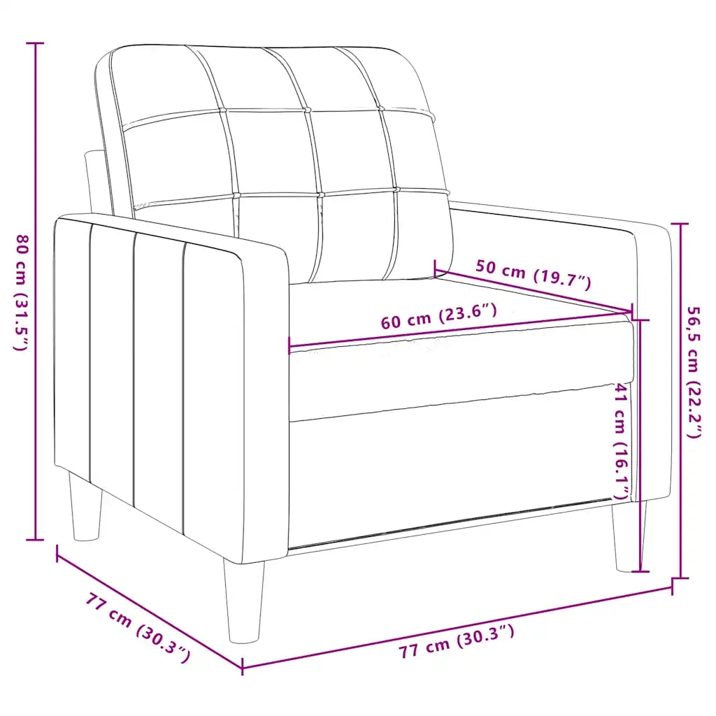 Poltrona-Divano Sedia-Poltroncina Marrone 60 cm Velluto 208698