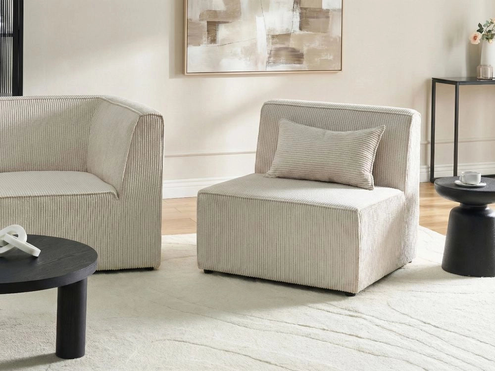 Poltrona Rettangolare in Velluto Colore Beige stile moderno monoposto