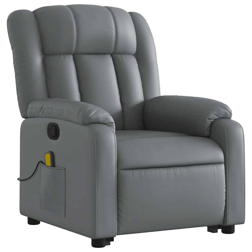 Poltrona Alzapersona Reclinabile Massaggio Grigio Similpelle 3205274