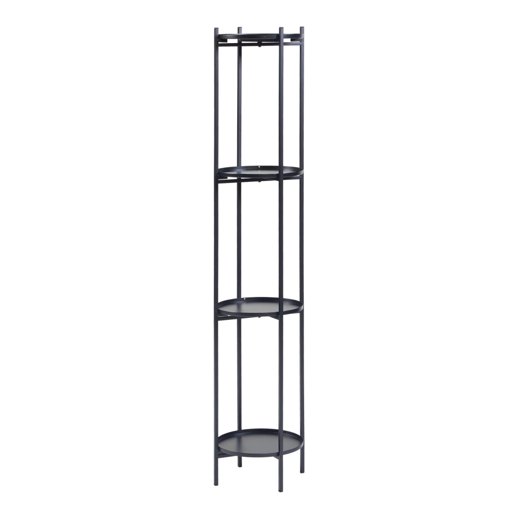 Portavasi Tuusula con 4 Sottovasi Portapiante in Metallo Nero 134 x 25 cm [en.casa]
