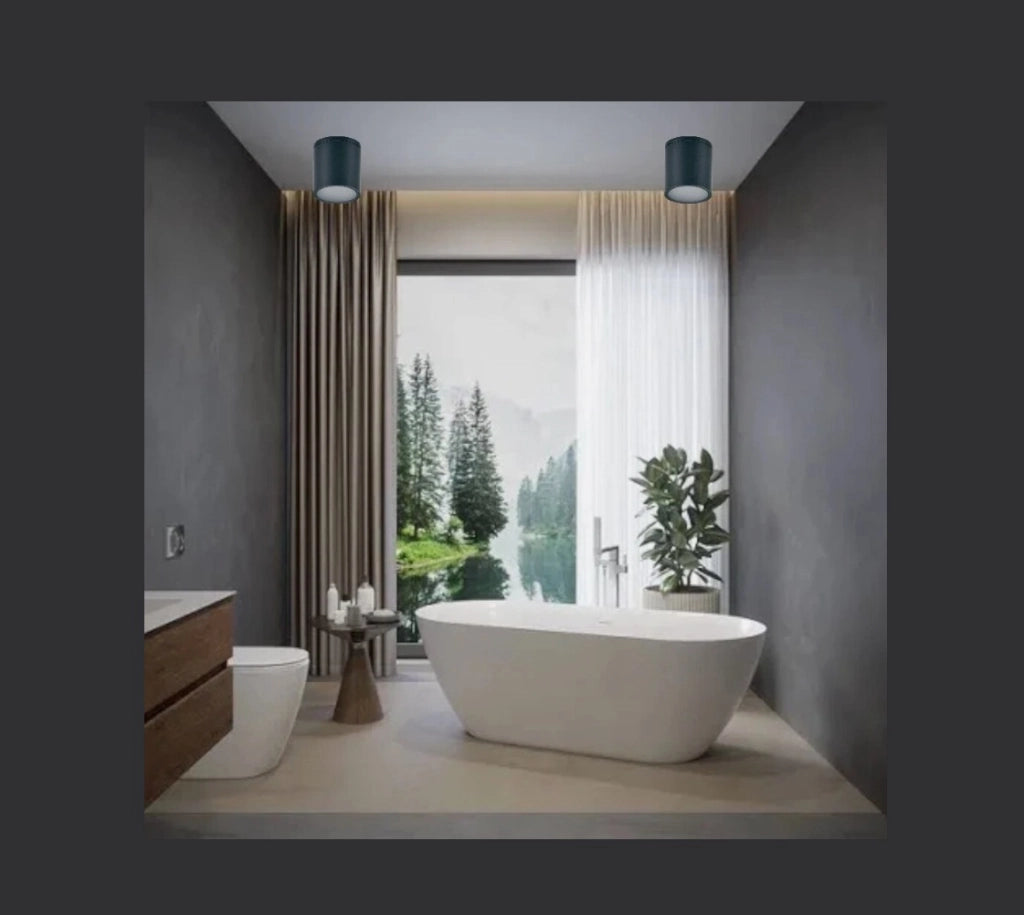 FARETTO DA SOFFITTO PLAFONIERA PER ESTERNO CILINDRICO IN ALLUMINIO NERO CON ATTACCO GU10 - ELEGANZA ED EFFICIENZA ENERGETICA
