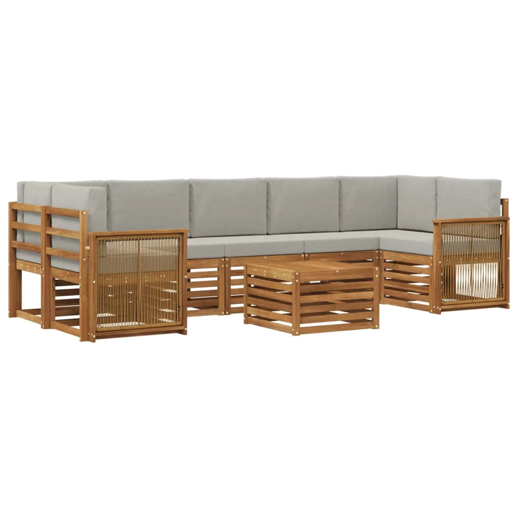 Set di divani da esterno 8 pz Naturale e Grigio Chiaro 3384147