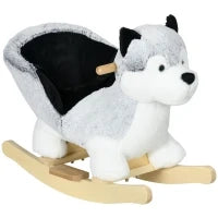 Cavallo a Dondolo a Forma di Cane Husky per Bambini da 18-36 Mesi, 60x33x50cm, Grigio