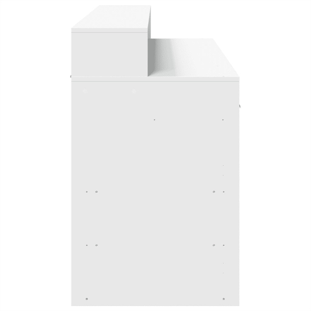 Scrivania | Tavolo da Ufficio con Luci LED Bianca 140x55x91 cm in Legno Multistrato