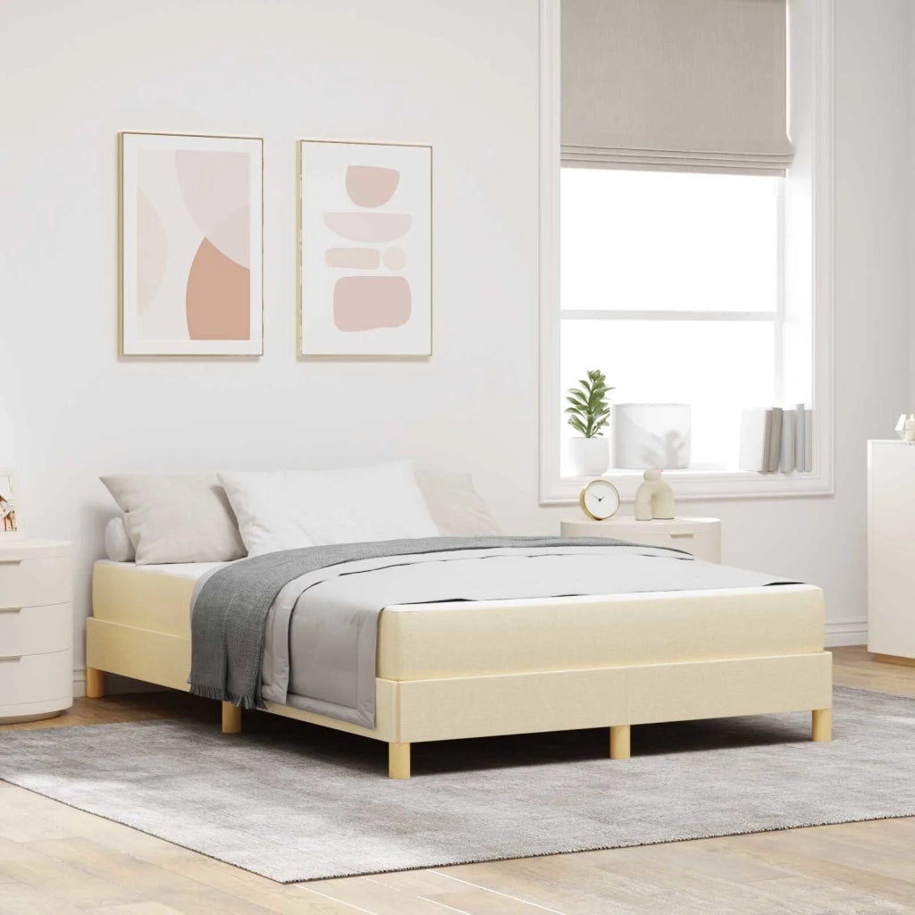 Letto a molle con materasso Crema 160 x 200 cm Tessuto 3398582