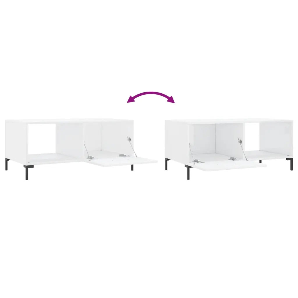Tavolino da Salotto Bianco Lucido 90x50x40 cm Legno Multistrato