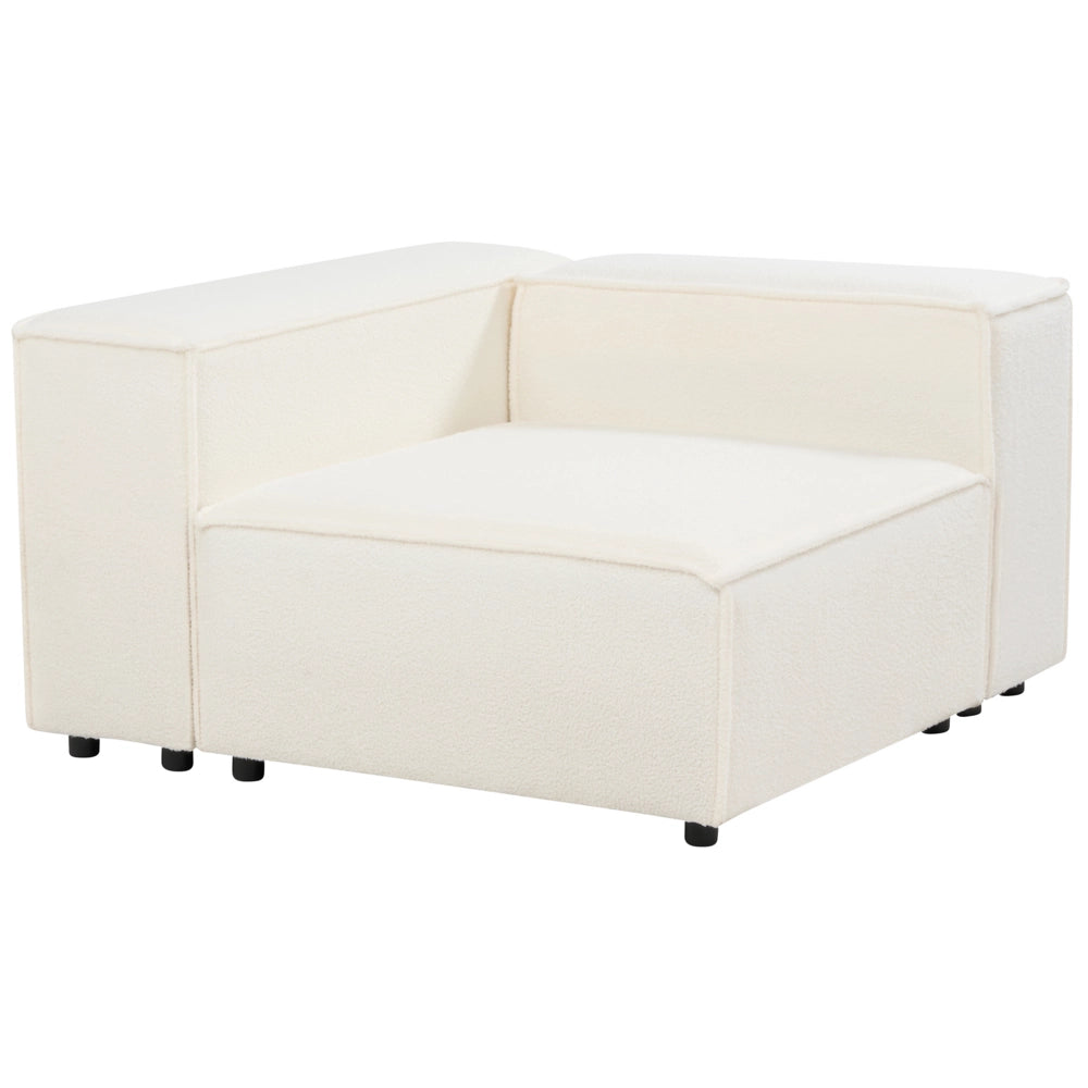 Divano moderno a 2 posti Gambe nere Rivestimento in tessuto bouclè bianco sporco Soggiorno moderno
