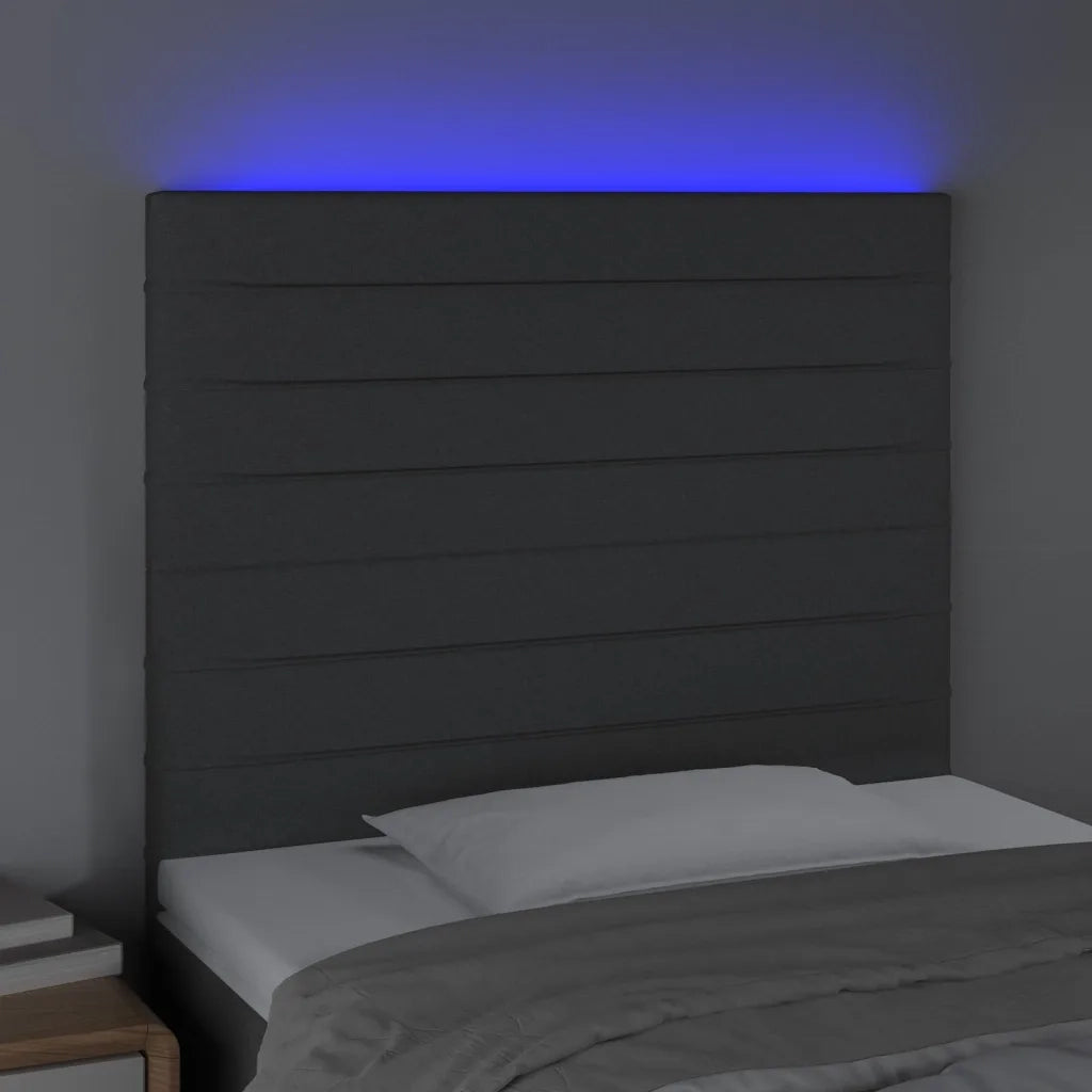 Testiera a LED Grigio Scuro 90x5x118/128 cm in Tessuto 3122547