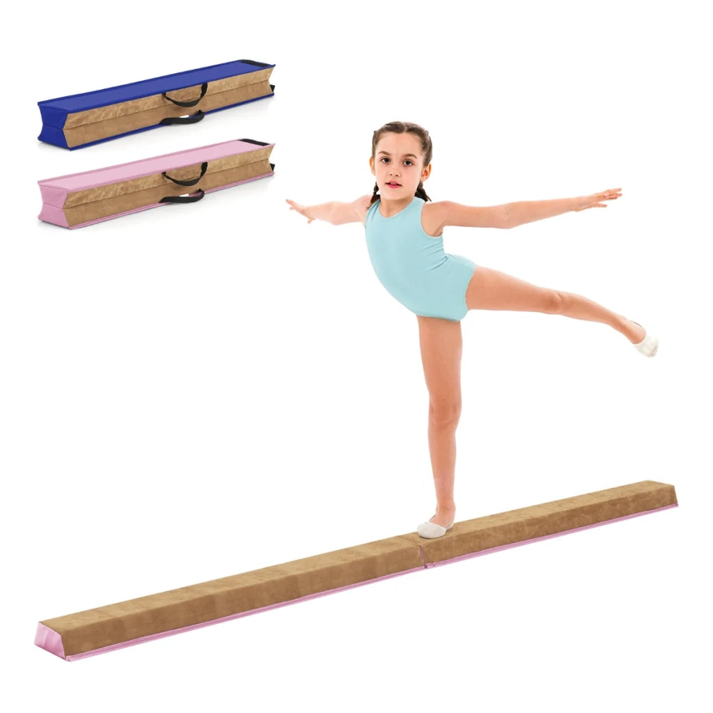 Trave di equilibrio pieghevole 240 x 15 x 6,5 cm superficie morbida e facile da trasportare atmosfera accogliente in pelle scamosciata rosa 20_0013303