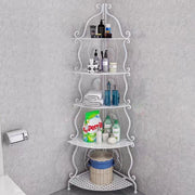 Trade Shop - Mobile 5 Mensole Ad Angolo Bagno Ripostiglio Angoliera Ripiani Portaoggetti Ferro Decorato -