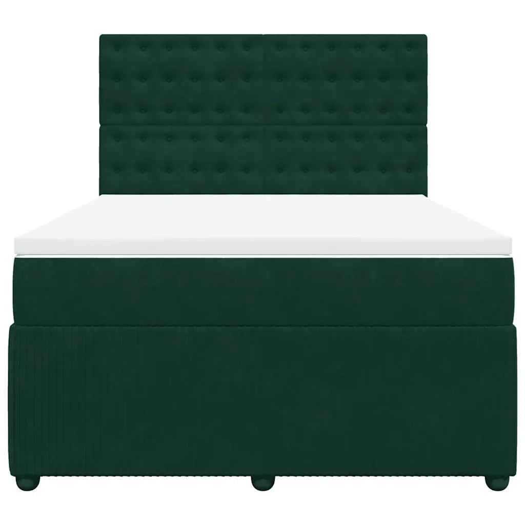 Giroletto a Molle con Materasso Verde Scuro 140x200 cm Velluto