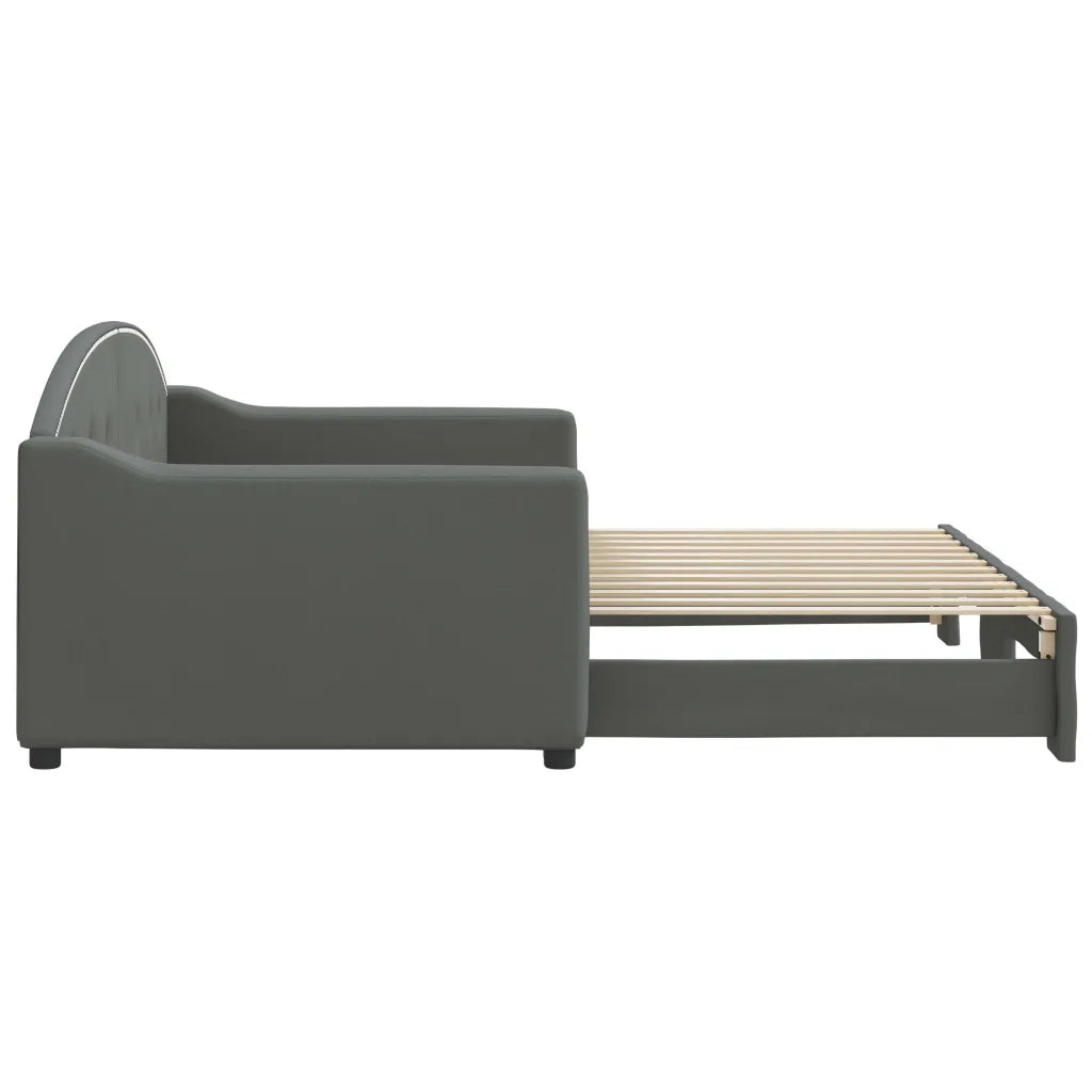 Divano Letto con Letto Estraibile Grigio Scuro 90x200cm Tessuto
