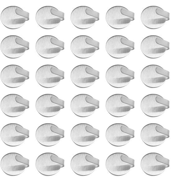 Hanger Mini a Viti 30 pezzi - Acciaio Inossidabile - Autoadesivo - Ganci a Sfera - Per Piccoli Oggetti - Resistente alla Corrosione - Hanger da Parete