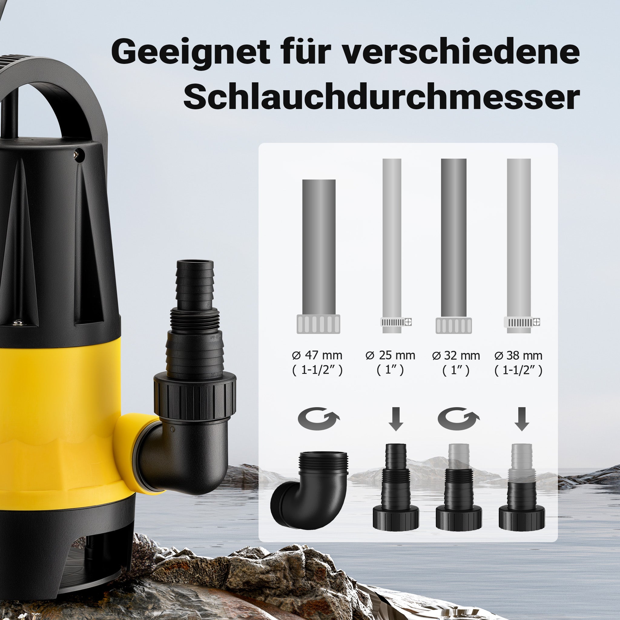 Livellostato, sensore di livello per pompa sommersa acque reflue 400 W 8500 l/h, 2 modalità