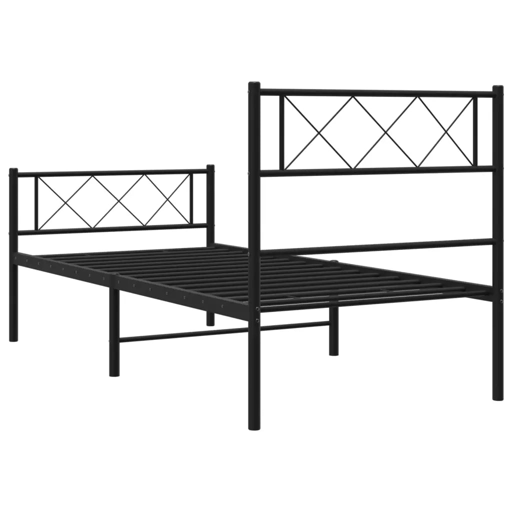 Giroletto con Testiera e Pediera Metallo Nero 75x190 cm 372285