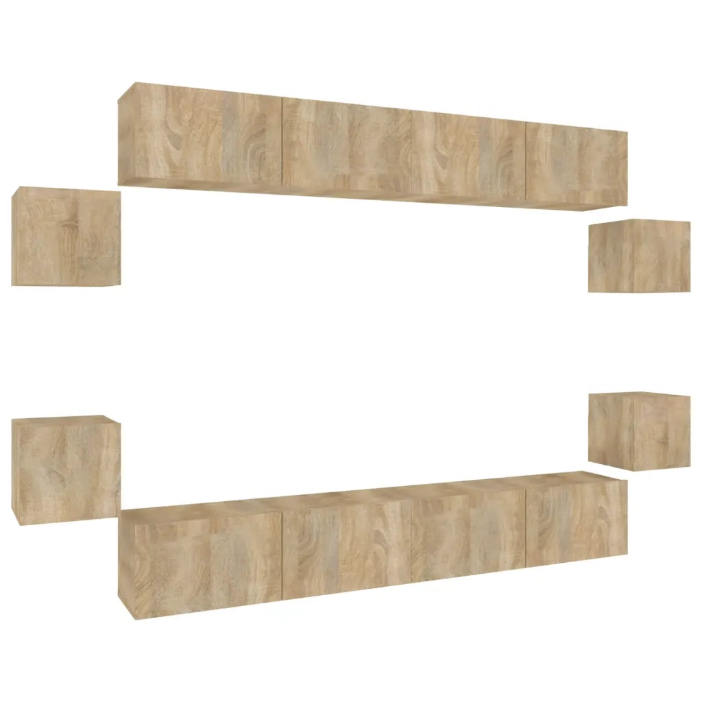 Set Mobili Porta TV 8pz Rovere Sonoma in Legno Multistrato