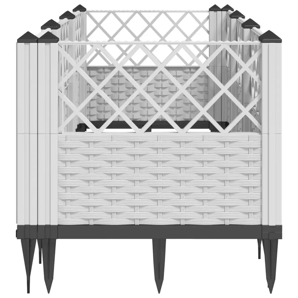 Fioriera da Giardino con Picchetti Bianca 123,5x43,5x43,5 cm PP 368020