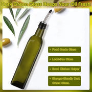 Olio d'oliva Dispensatore 500 ml Set di Dispensatori per Olio da Cucina 2 pezzi con Tappi, Cucchiaio, Spazzolino per la Pulizia, Stopper e Coperchi