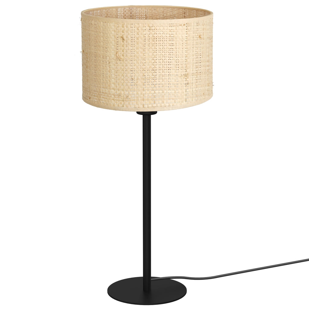 Lampada da tavolo nera con paralume rattan Ø25 E27 Luminex