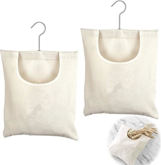Organizzatore di guardaroba - 2 pezzi - Lino - Riciclabile - 27 x 32 cm - Beige Organizzatore di guardaroba