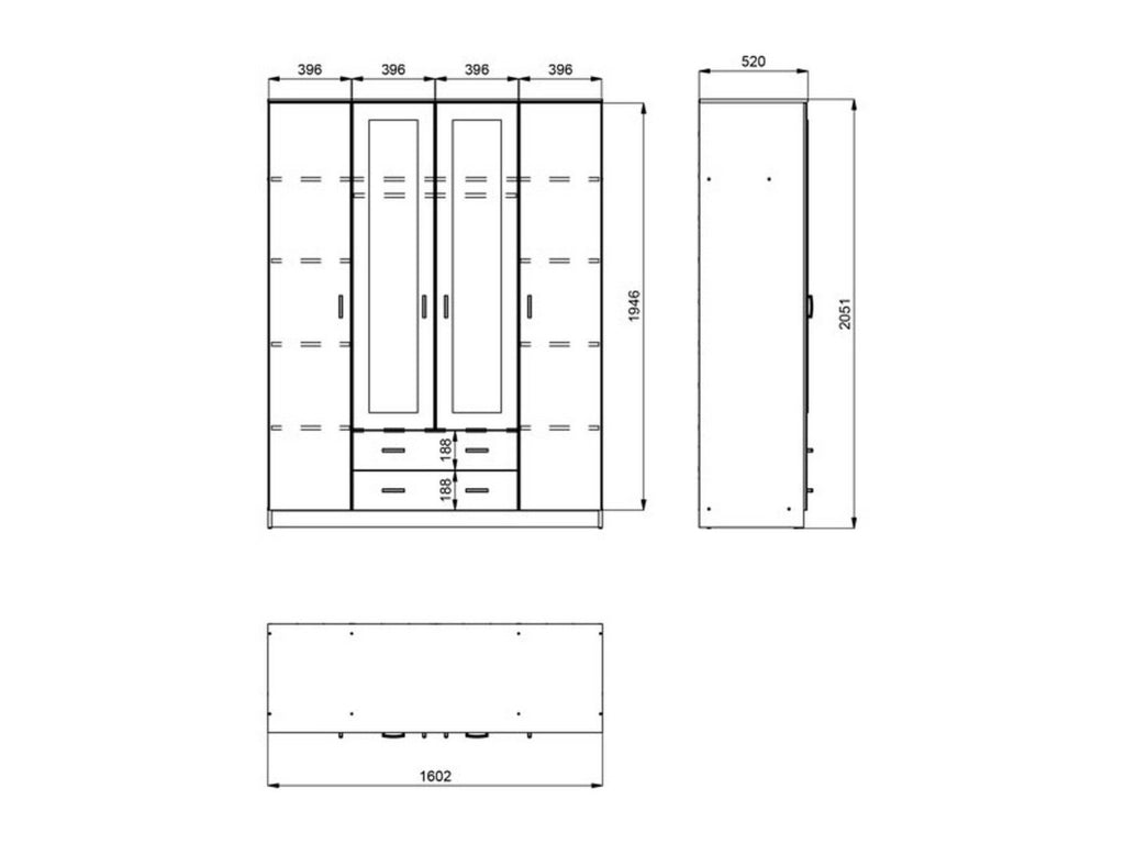Armadio Camera da Letto Miazzina, Guardaroba Grande 9 Ripiani, 160x205h cm Bianco