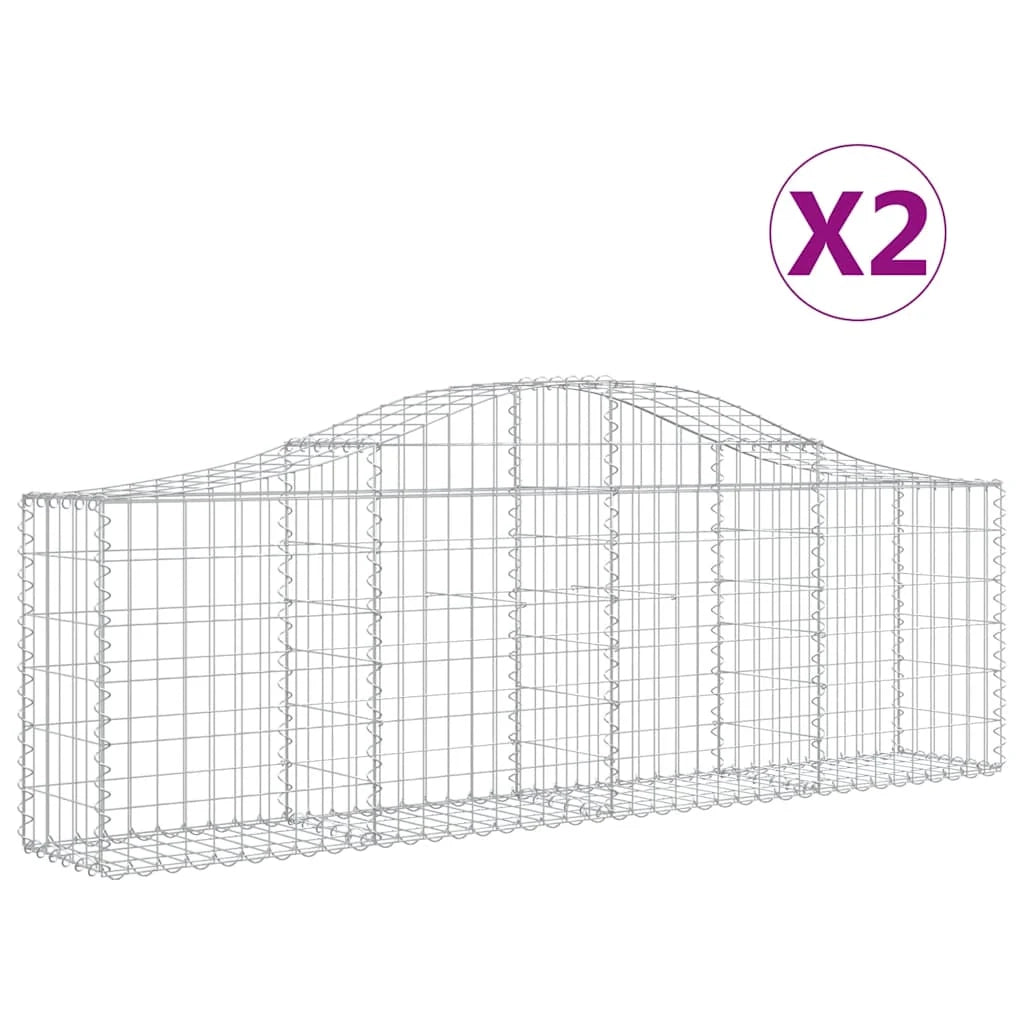 Set di 2 gabbioni ad arco per recinzione gabbia o muro di contenimento 200 x 30 x 60/80 cm ferro zincato argento 02_0041341