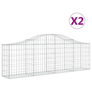 Set di 2 gabbioni ad arco per recinzione gabbia o muro di contenimento 200 x 30 x 60/80 cm ferro zincato argento 02_0041341