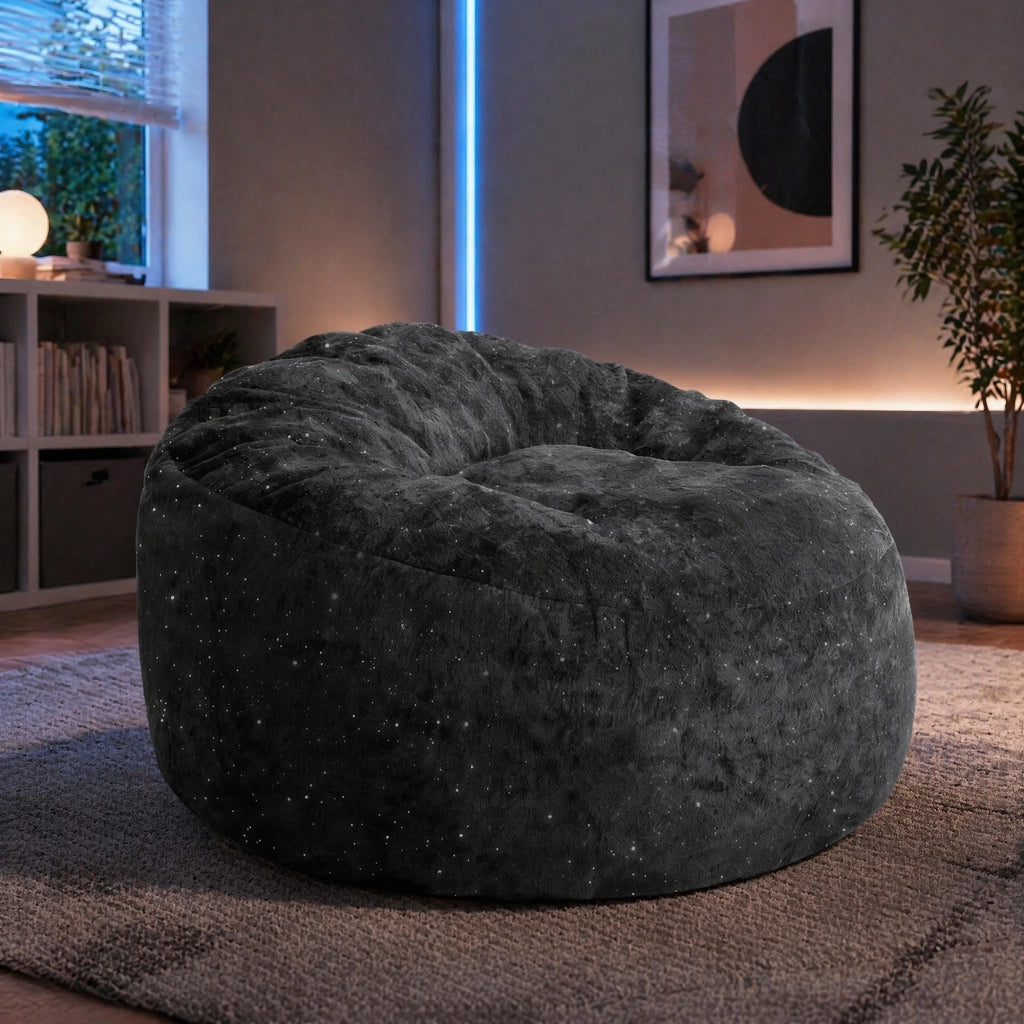 POLTRONA a sacco ergonomica 50 x 41 x 31 cm in flanella nera
