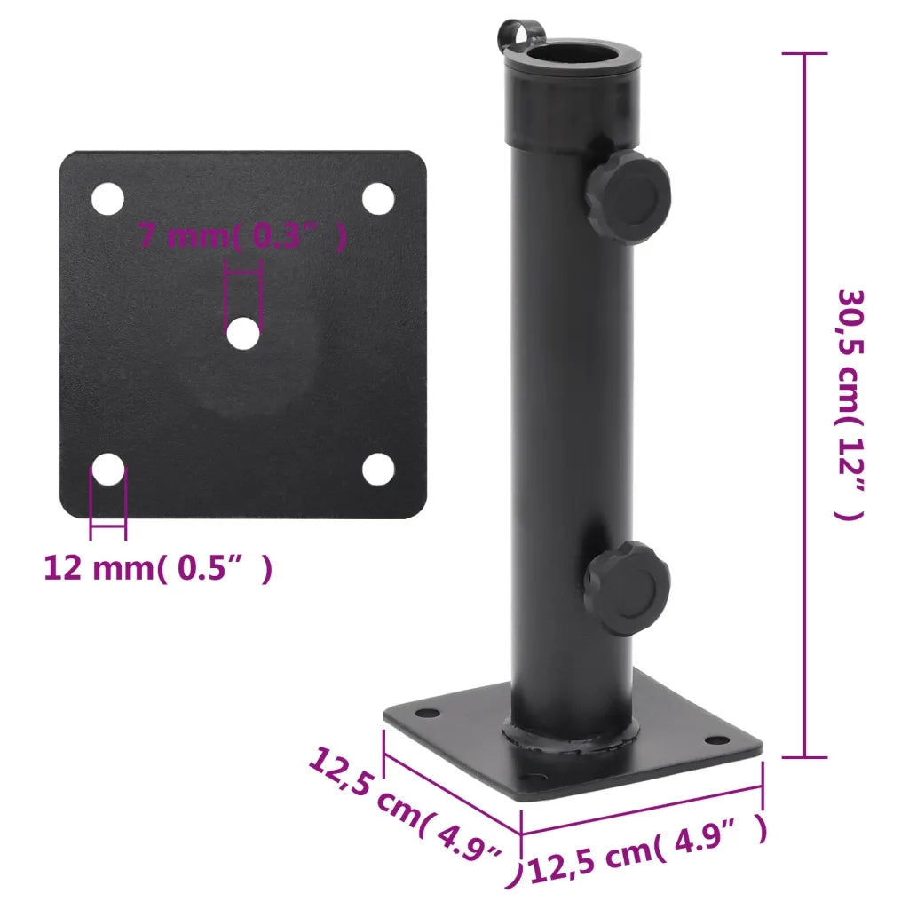 Base per Ombrellone per Palo da Ø38/48 mm Nero Opaco in Acciaio 4003373