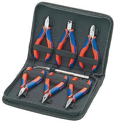 KNIPEX 00 20 16 Astuccio con Pinze per Elettronica 7 Pezzi 6 Pinze 1 Pinzetta di Precisione colore Nero