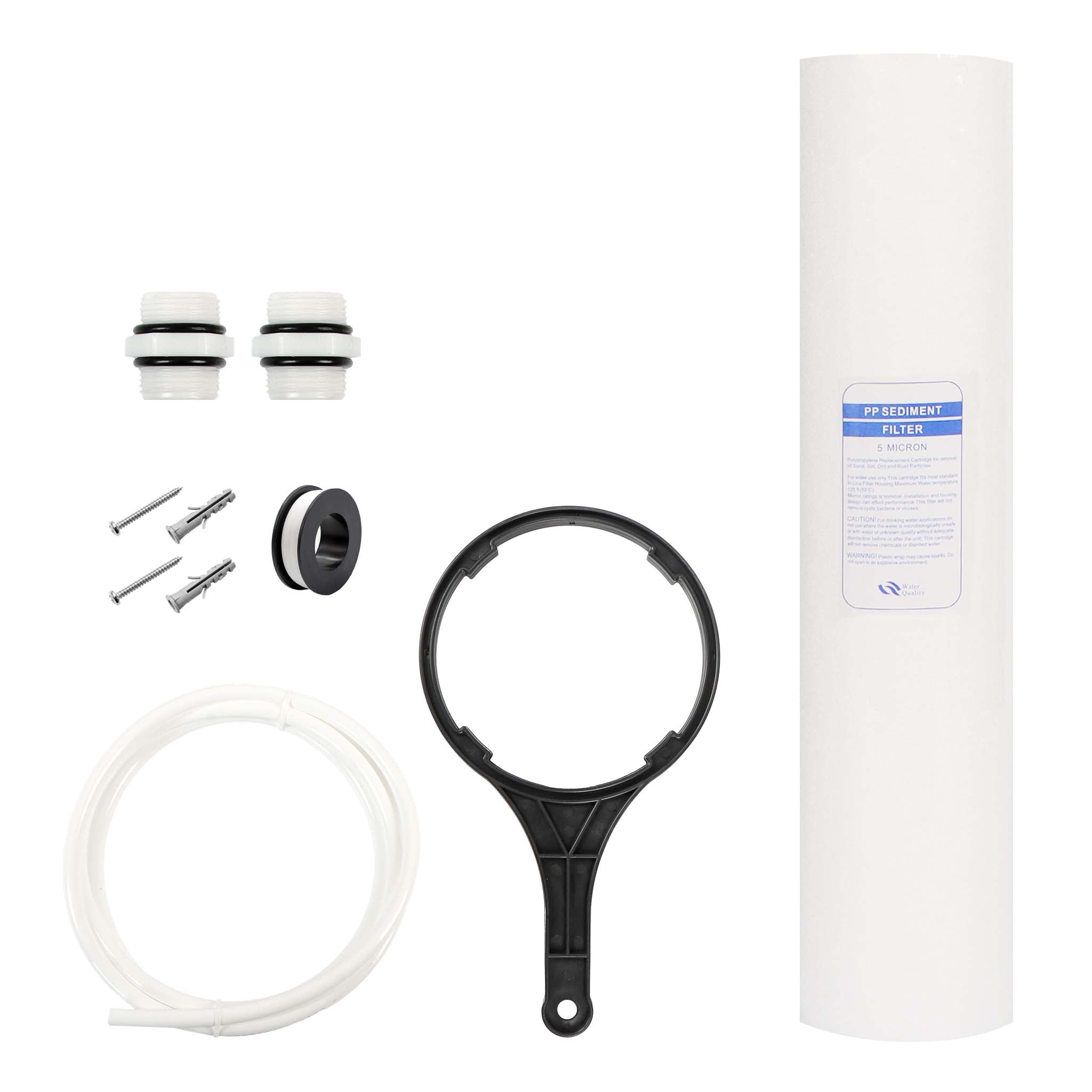 Naturewater Prefiltro, filtro a cartuccia da 20" in PP, per acqua potabile con funzione di controlavaggio, pressione di esercizio 1,5-5 bar, filtraggio acqua domestica