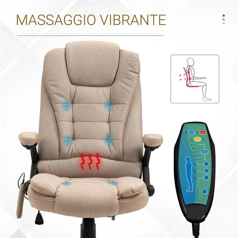 POLTRONA MASSAGGIANTE E FUNZIONE DI RISCALDAMENTO 67X74X107CM BEIGE
