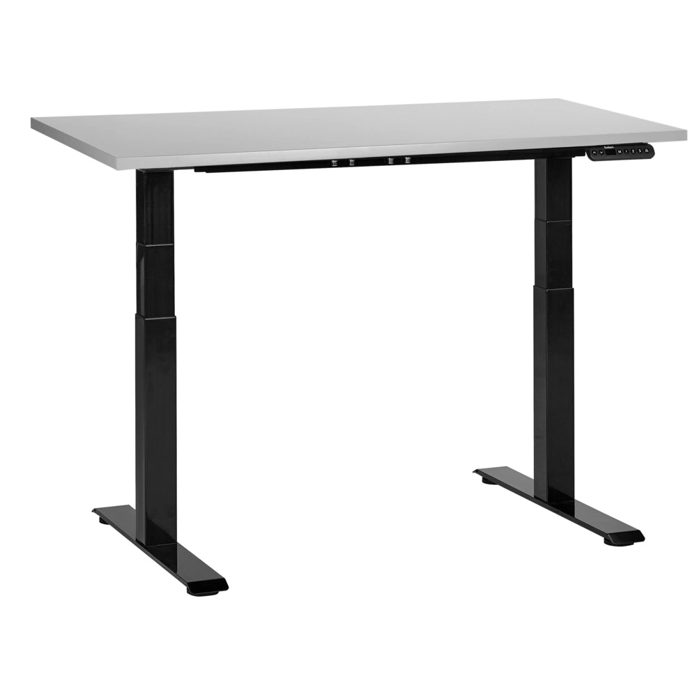 Scrivania regolabile in altezza elettricamente grigio e nero 120 x 72 cm Struttura in acciaio verniciato a polvere