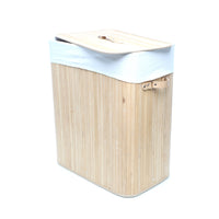 Cesto portabiancheria bambù chiaro 105l, due scomparti, sacco interno rimovibile