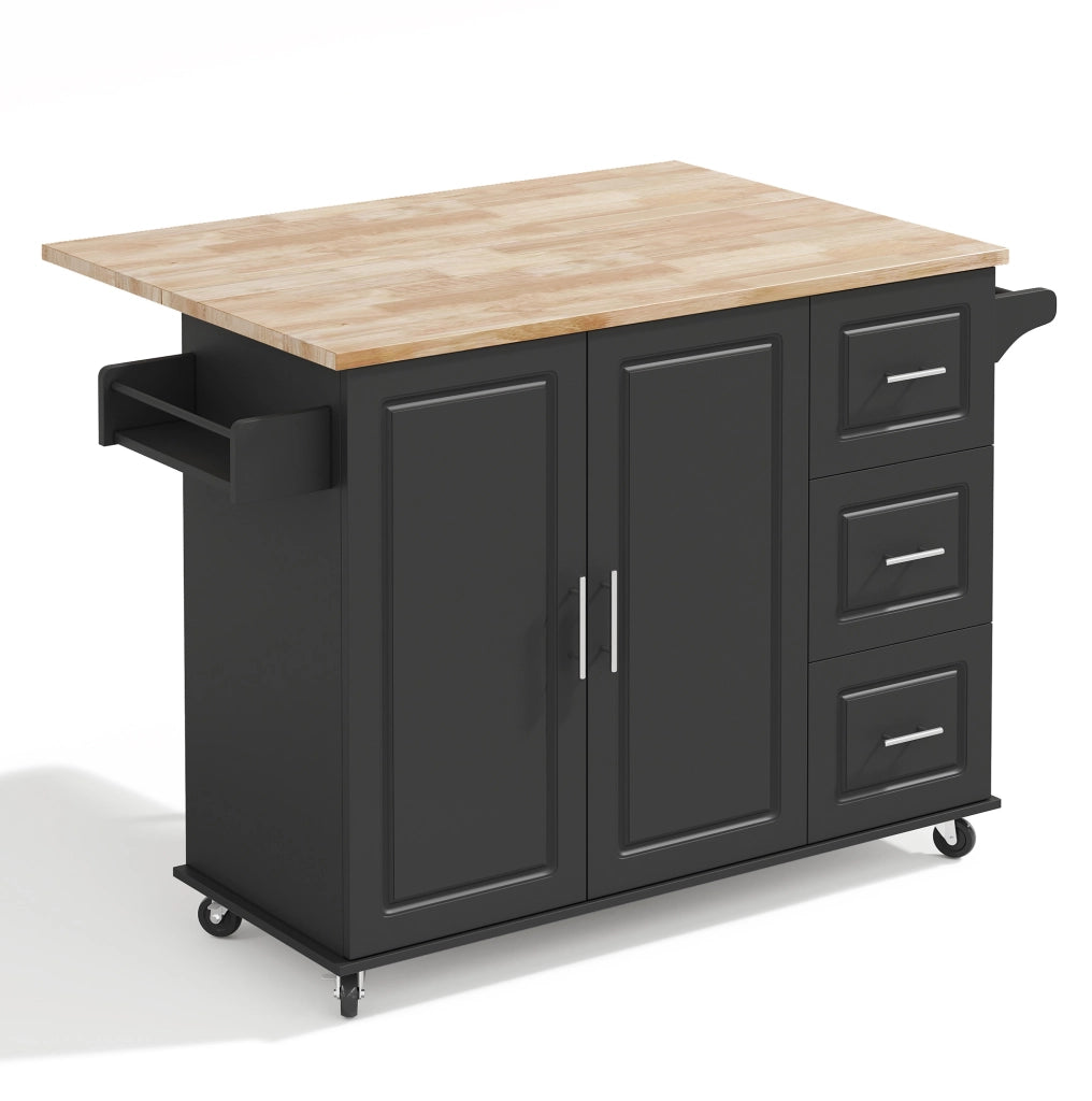 Carrello cucina mobile con piano apribile 137x43(76) cm in MDF nero