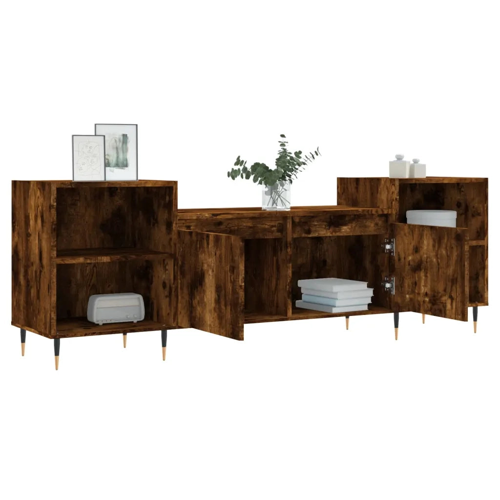 Mobile TV Rovere Fumo 160x35x55 cm in Legno Multistrato 831337