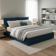 Letto Matrimoniale Aghineo, Letto Matrimoniale Sfoderabile Made in Italy, blu