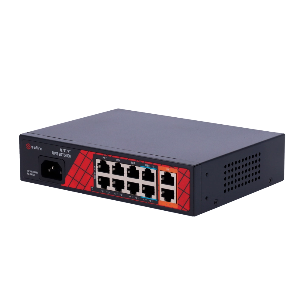 Safire Switch Hi-PoE 8 porte PoE + 2 Uplink RJ45 2x10/100/1000Mbps