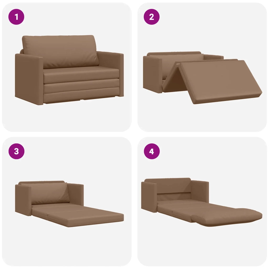 Divano letto | Sof¨¤ letto | Letto singolo Cappuccino 124 x 71 x 78 cm Pelle Artificiale