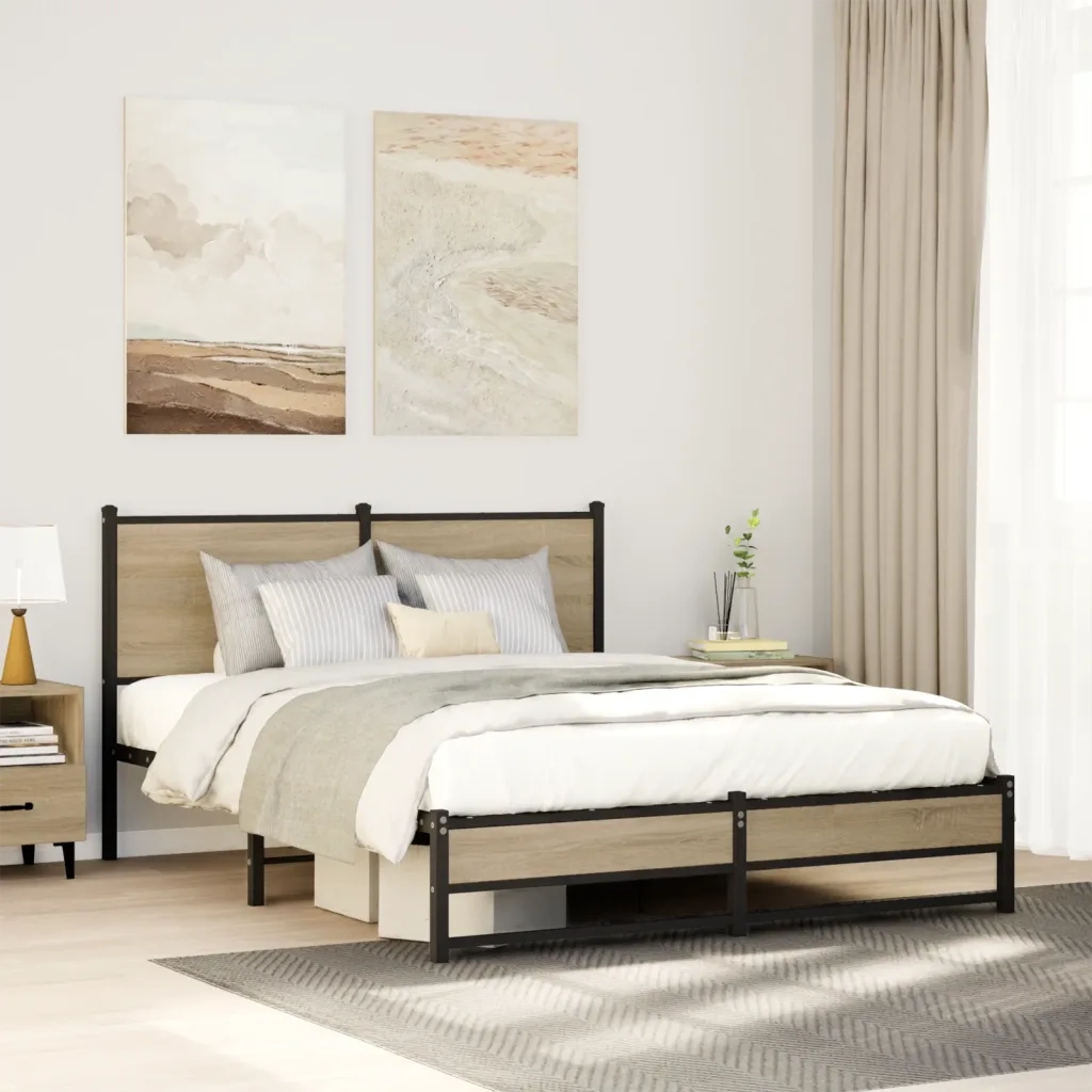 Giroletto senza Materaso in Metallo Rovere Sonoma 137x190 cm
