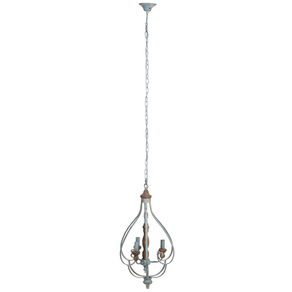 Lampada da soffitto in legno e metallo grigio 44,5X39,5X75h cm