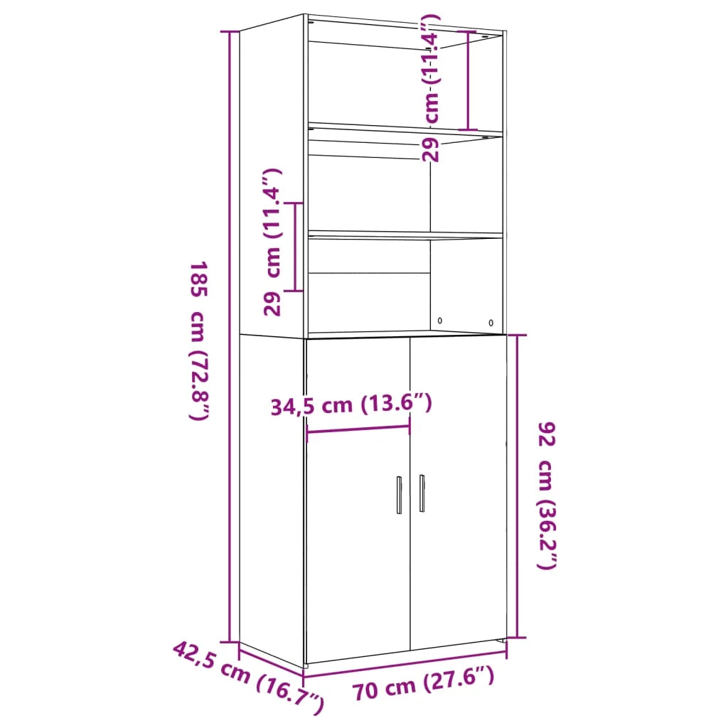 Credenza cassettiera cassettiera mobile contenitore organizer cucina soggiorno soggiorno alto 70 x 42,5 x 185 cm derivati ​​del legno bianco 02_0032767