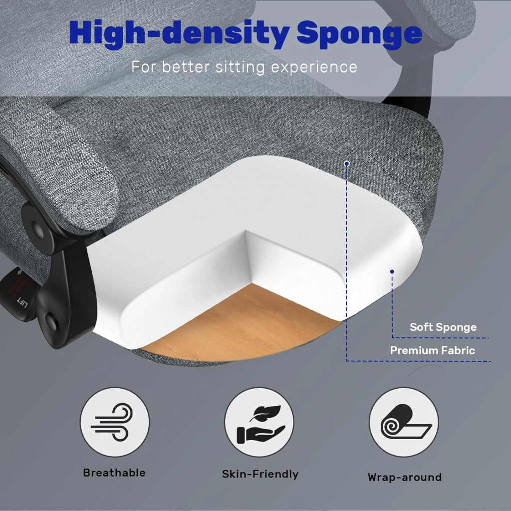 Sedia da ufficio ergonomica, sedia da ufficio , schienale regolabile, sedia da ufficio girevole a 360° con schienale alto, nero-grigio