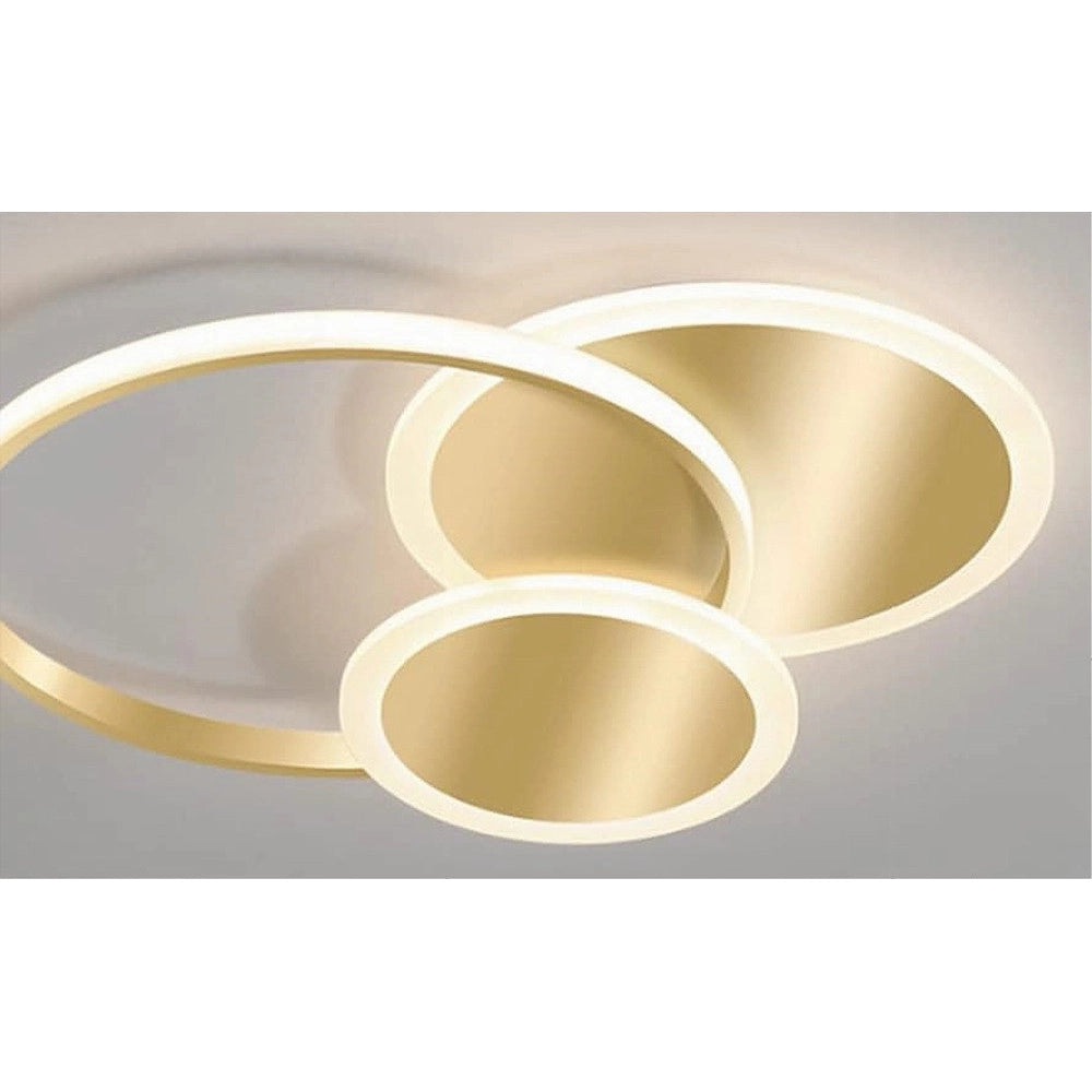 Trade Shop - Plafoniera Luce Naturale Led Cerchi 38w Lampadario Da Soffitto Oro Moderno 50033 -
