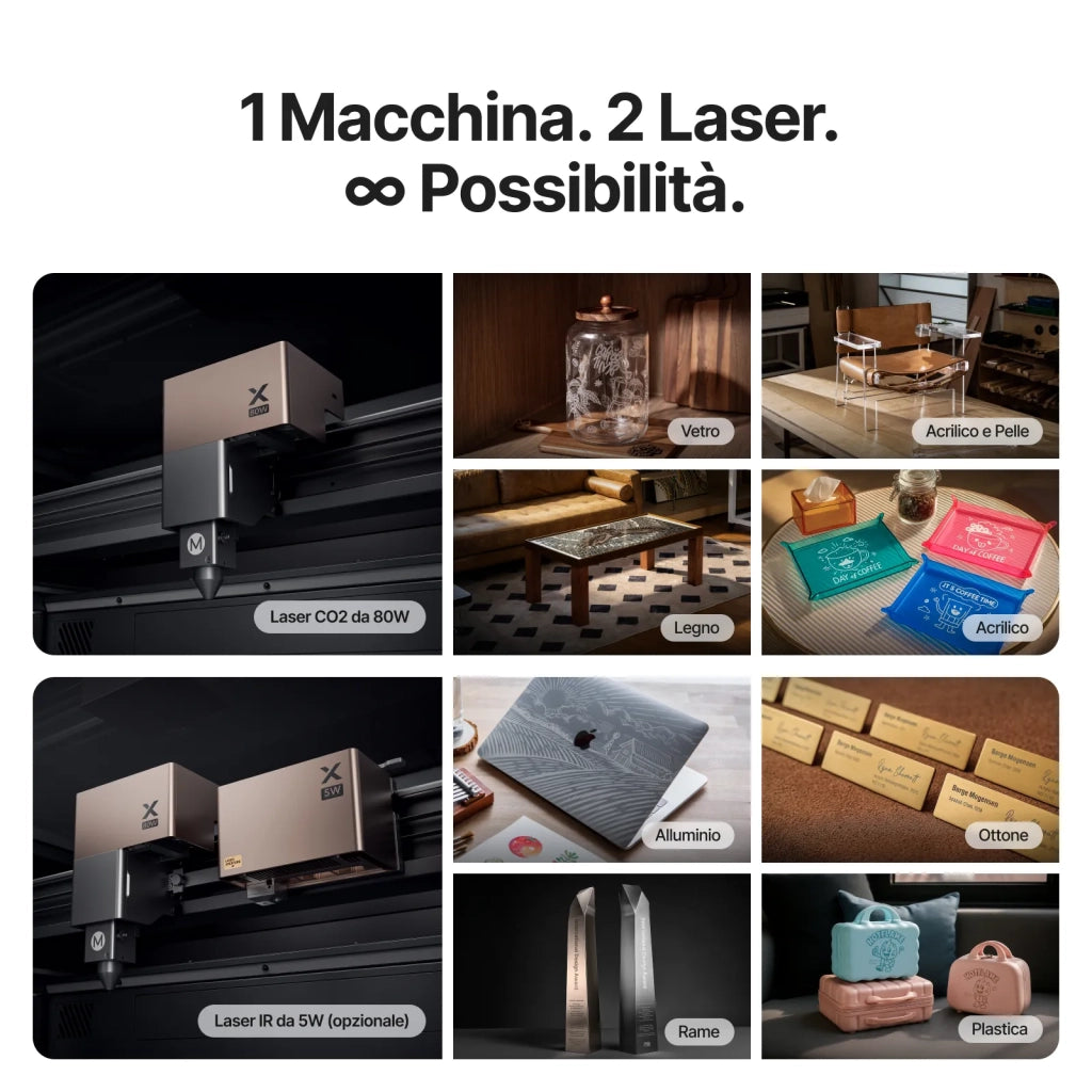 XTOOL Incisore Laser CO2 P3 80W Max Bundle con Stand, Conveyor, RA3 e AP2