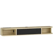 Mobile TV sospeso 120 cm, per televisori fino a 127 cm, cassetto ribaltabile 2 ripiani 120x24x16cm Nero